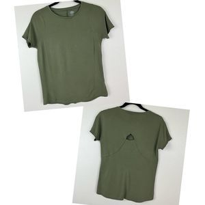 Athletic Works Athleisure Short Sleeve Active Cutout Tee Olive Green XS